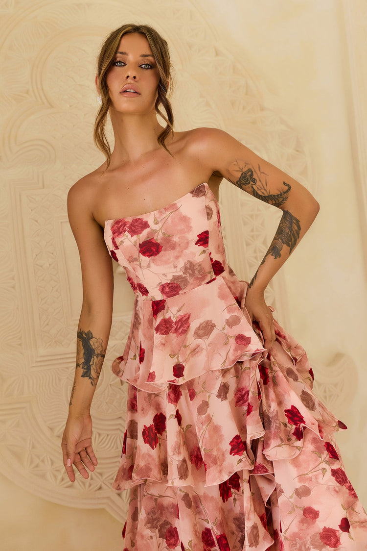 Showered With Love Chiffon Maxi Dress - Blush