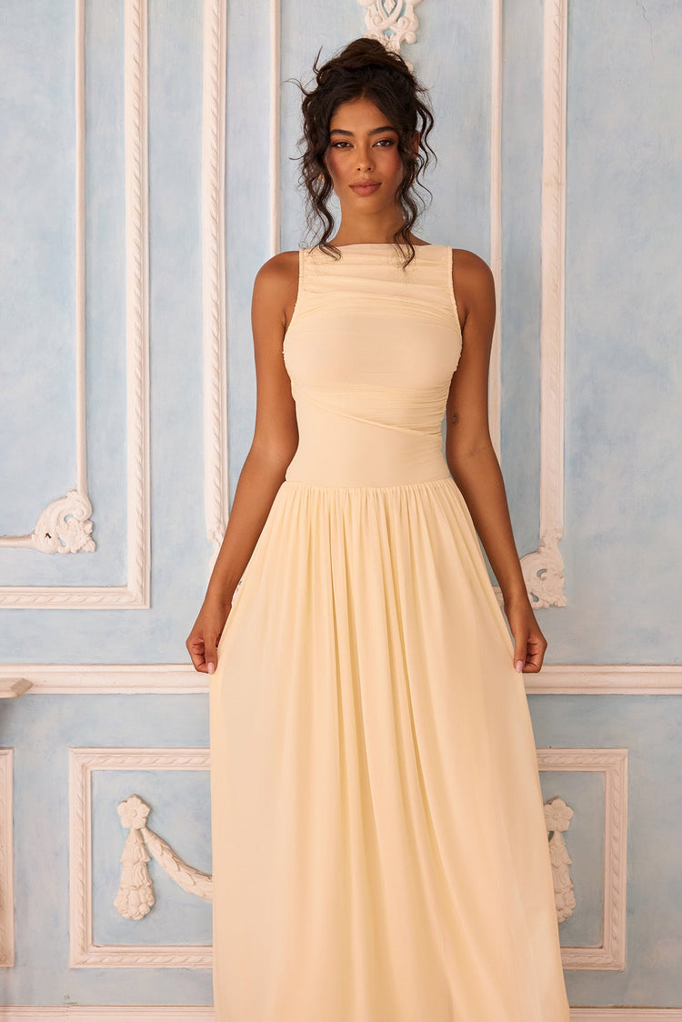 Painters Garden Mesh Maxi Dress - Ivory