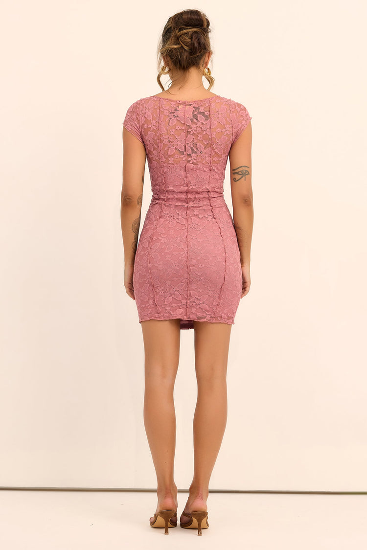 Lucienne Lace Mini Dress - Blush