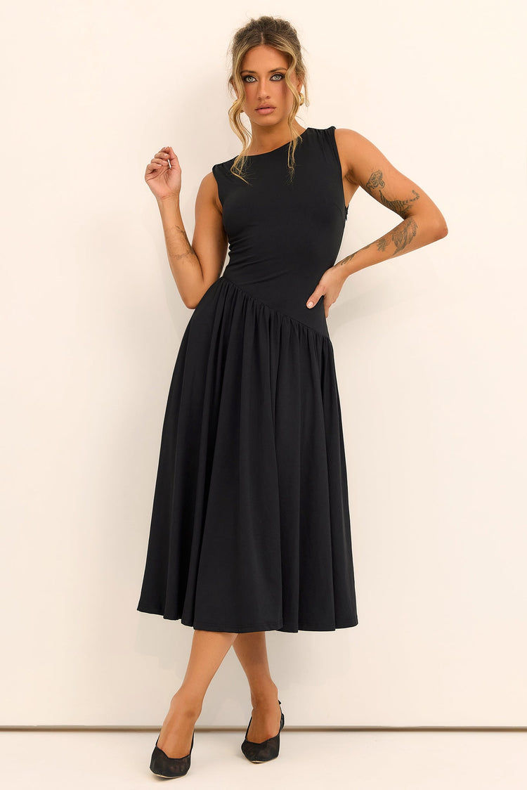 Meadowline Jersey Midi Dress - Black