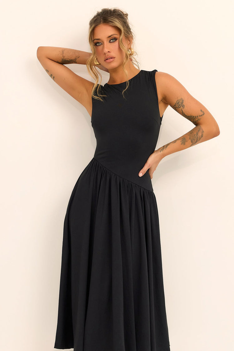 Meadowline Jersey Midi Dress - Black