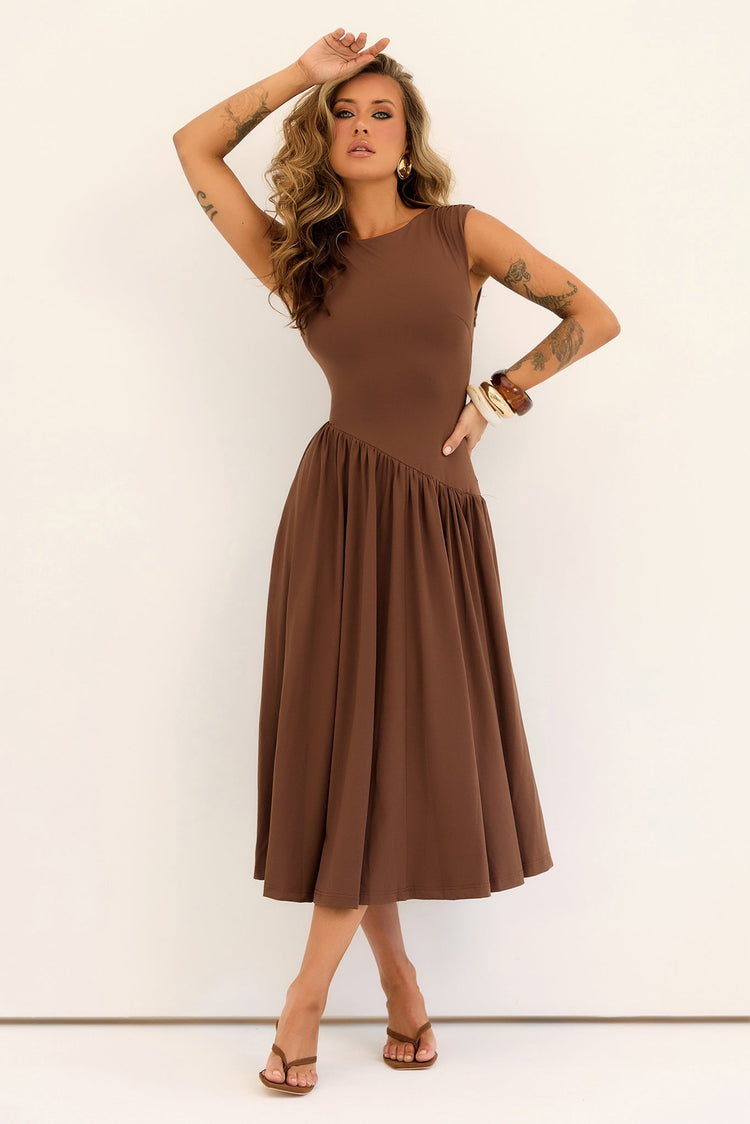 Meadowline Jersey Midi Dress - Brown