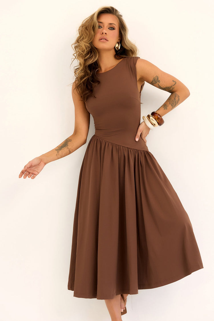 Meadowline Jersey Midi Dress - Brown