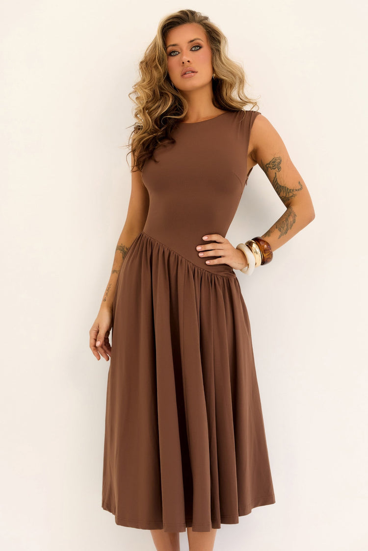 Meadowline Jersey Midi Dress - Brown