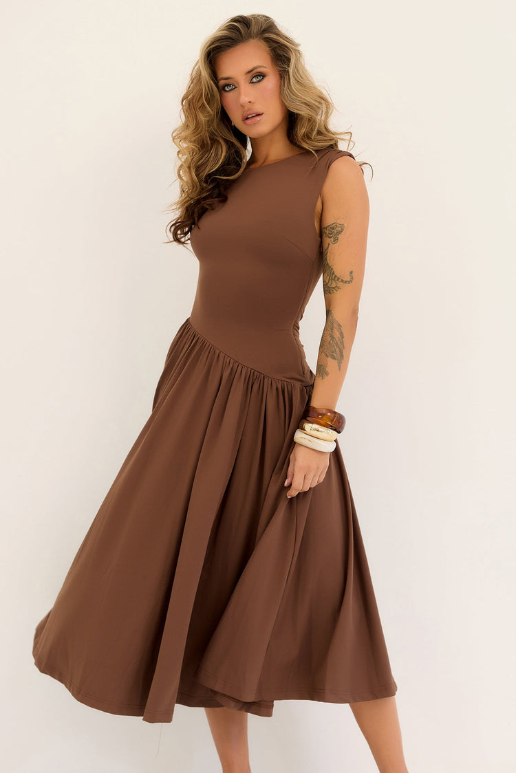Meadowline Jersey Midi Dress - Brown