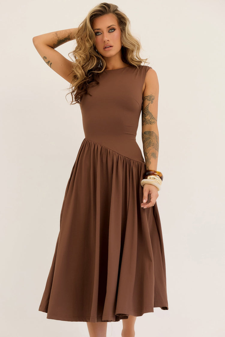 Meadowline Jersey Midi Dress - Brown