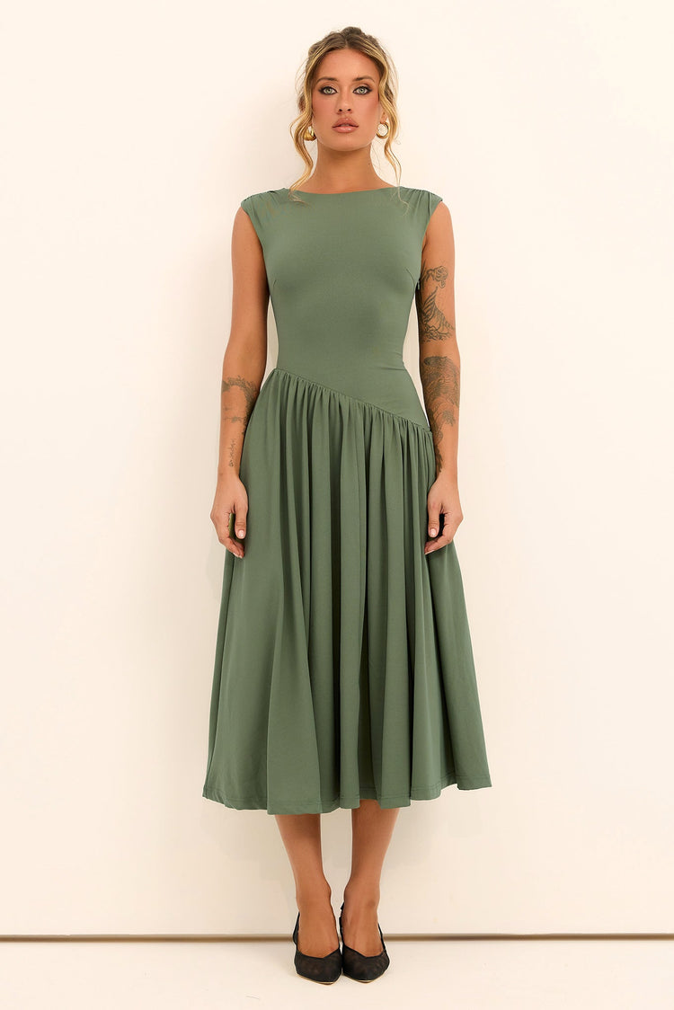 Meadowline Jersey Midi Dress - Olive