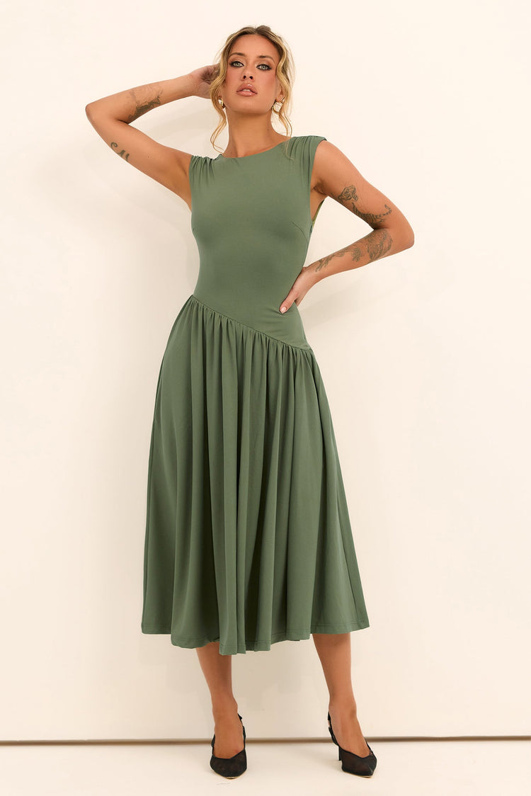 Meadowline Jersey Midi Dress - Olive