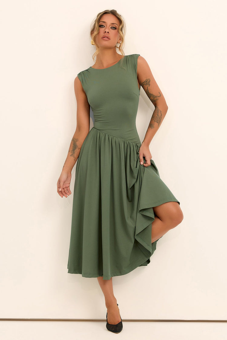 Meadowline Jersey Midi Dress - Olive