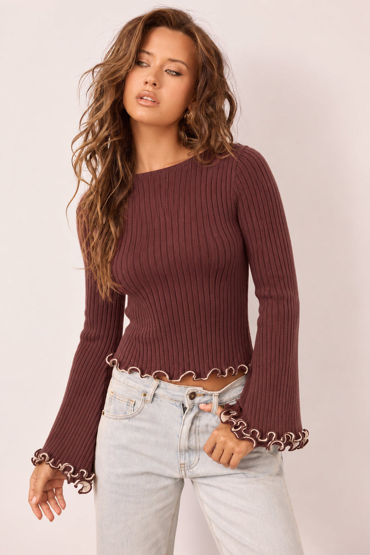 Sugarcurl Knit Top - Cocoa