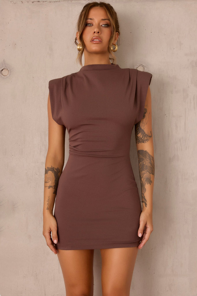Valora Jersey Mini Dress - Brown
