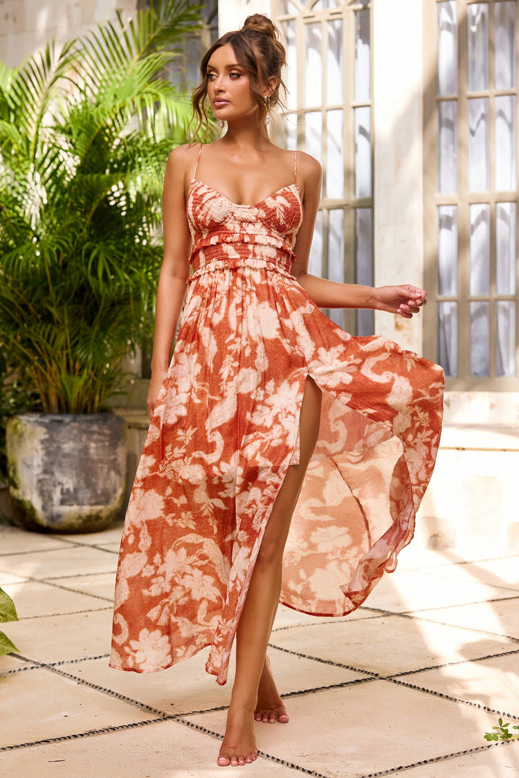 Wild Dune Woven Maxi Dress - Brown Multi