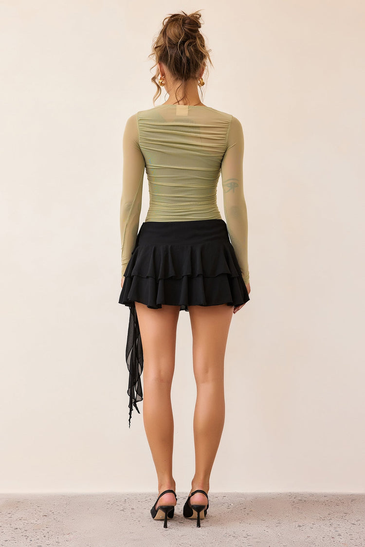 Dynamic Petal Chiffon Skort - Black