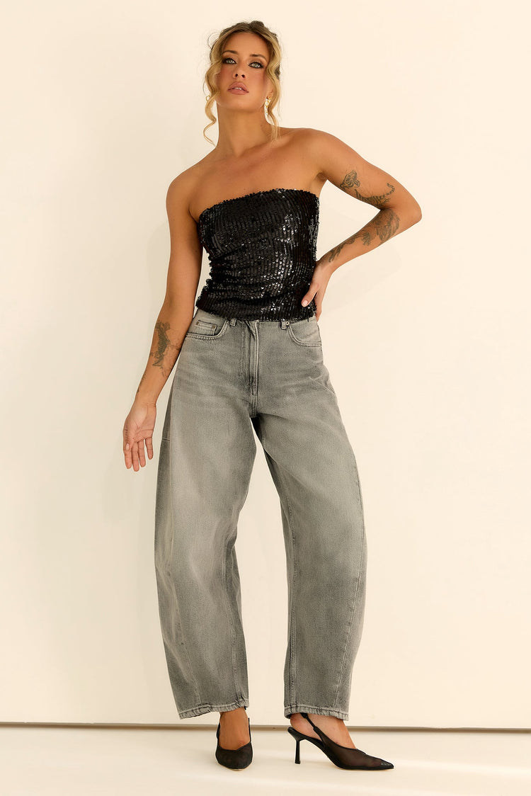Midnight Pulse Sequin Top - Black