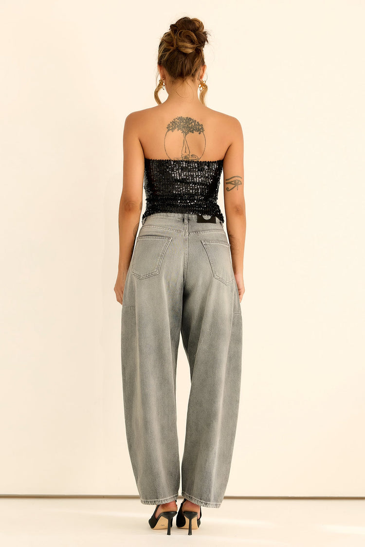 Midnight Pulse Sequin Top - Black