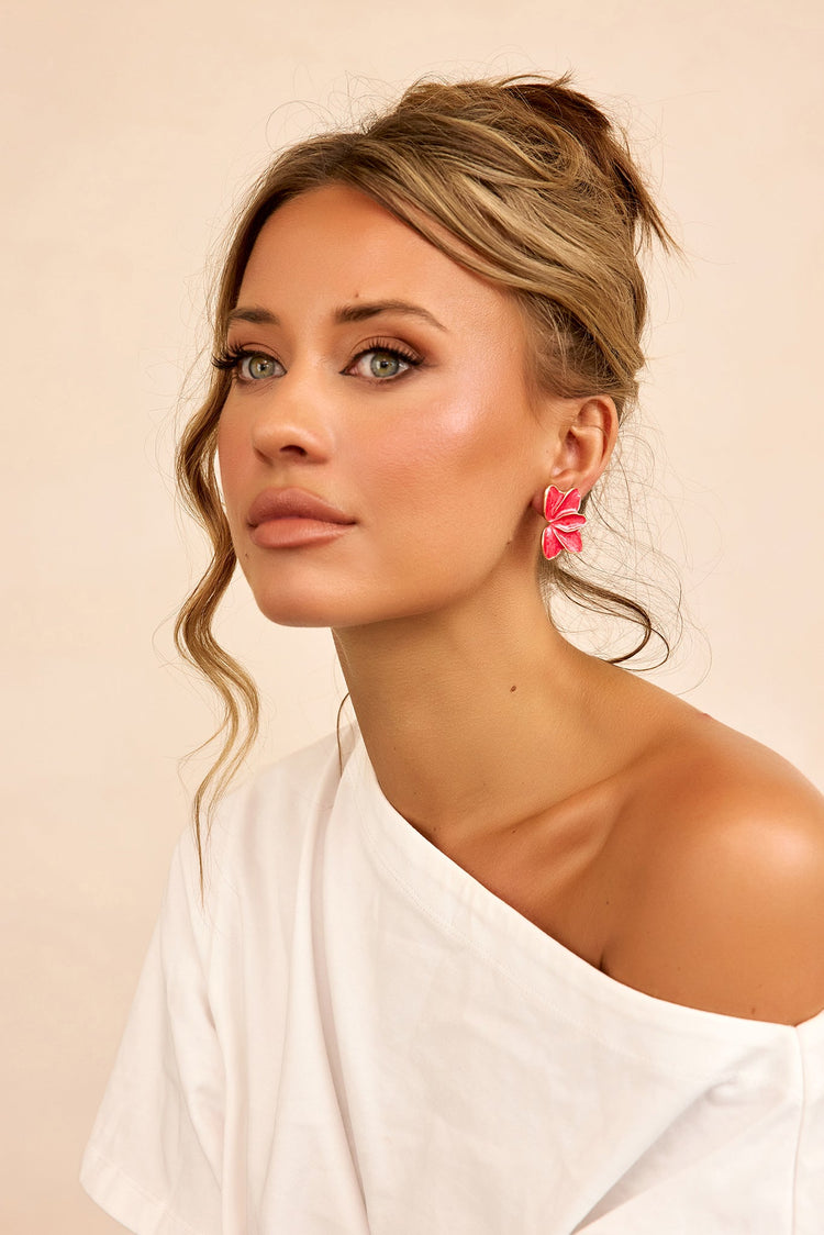 Petals After Rain Earrings - Coral