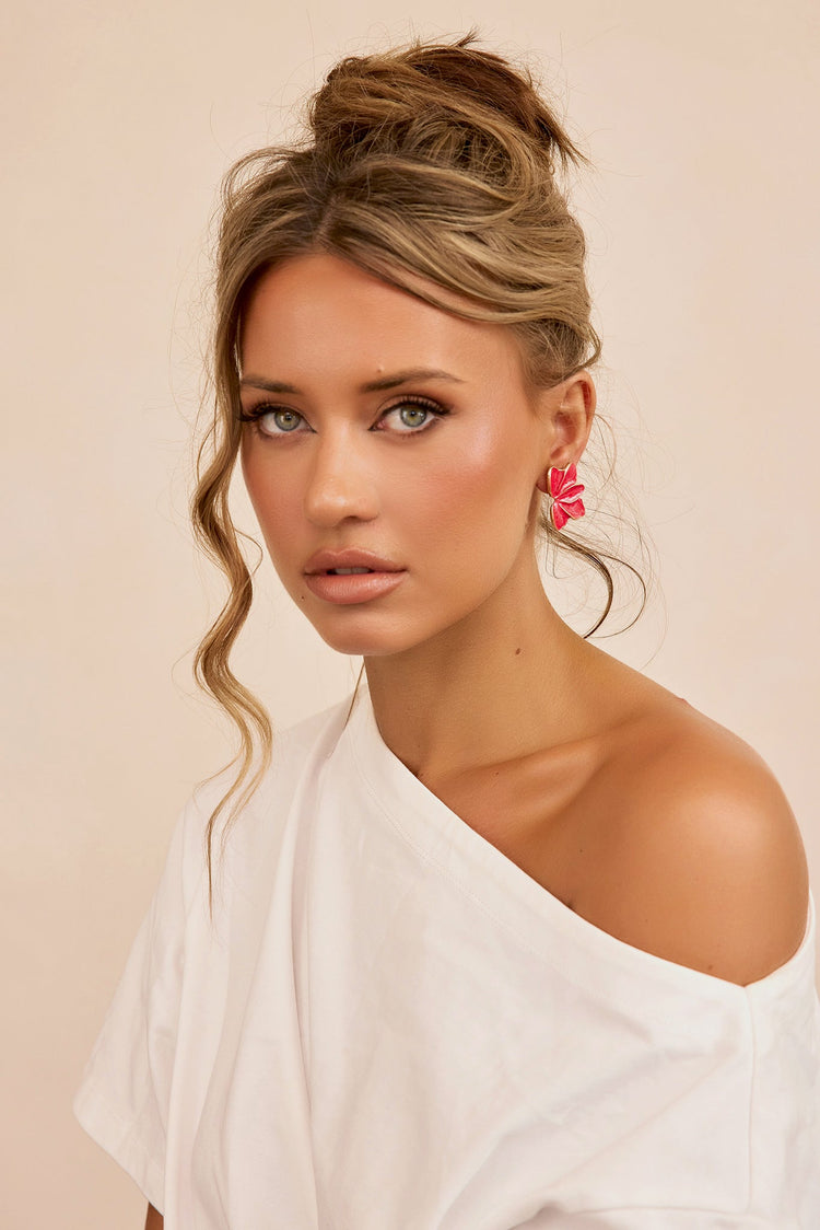 Petals After Rain Earrings - Coral