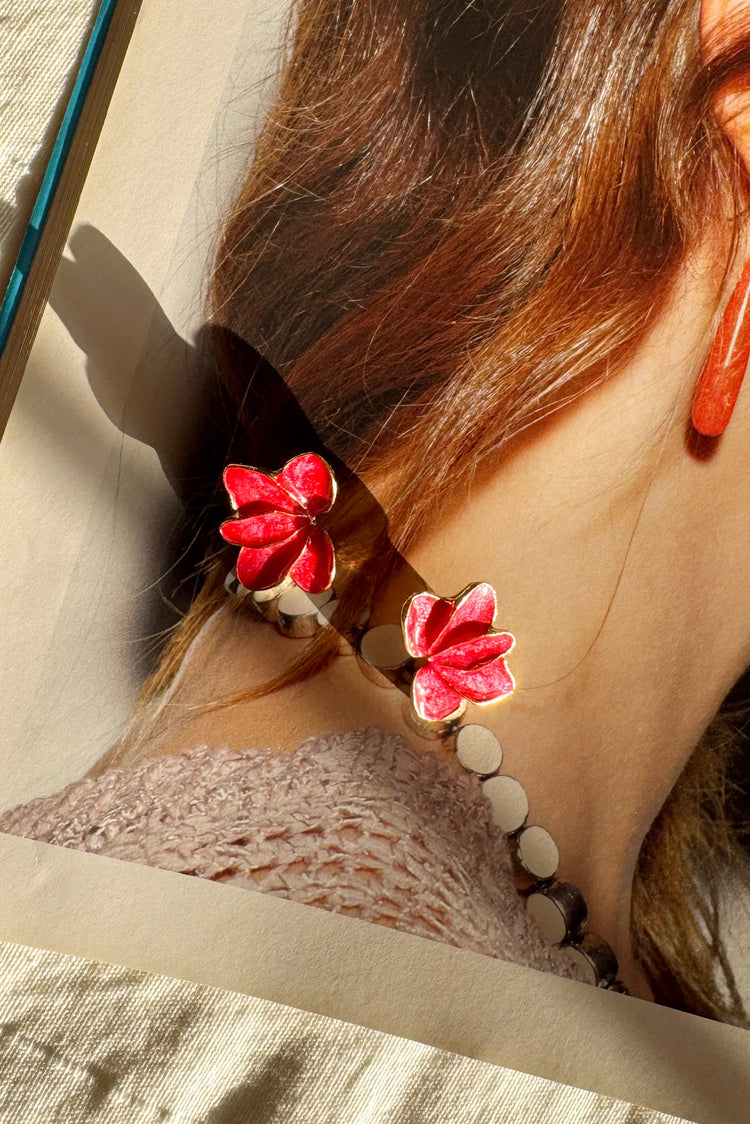 Petals After Rain Earrings - Coral
