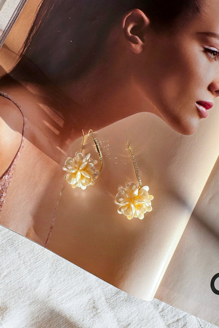 Bloom Petal Hoop Earrings - Cream-ACCESSORIES