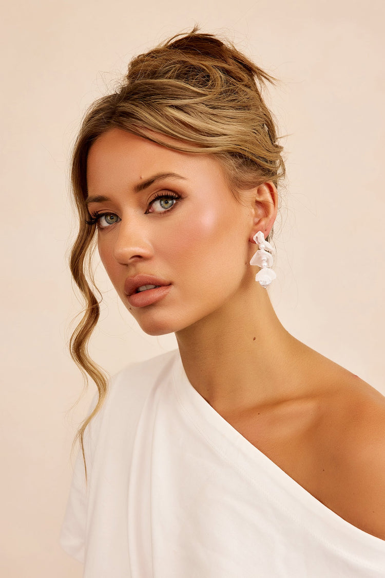 Whispering Petals Earrings - White
