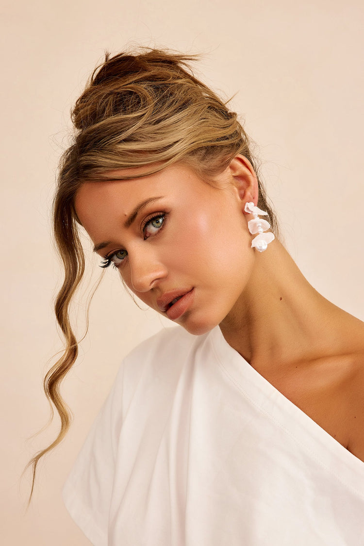 Whispering Petals Earrings - White