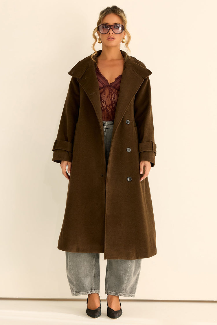 Woodland Affair Woven Coat - Chocolate