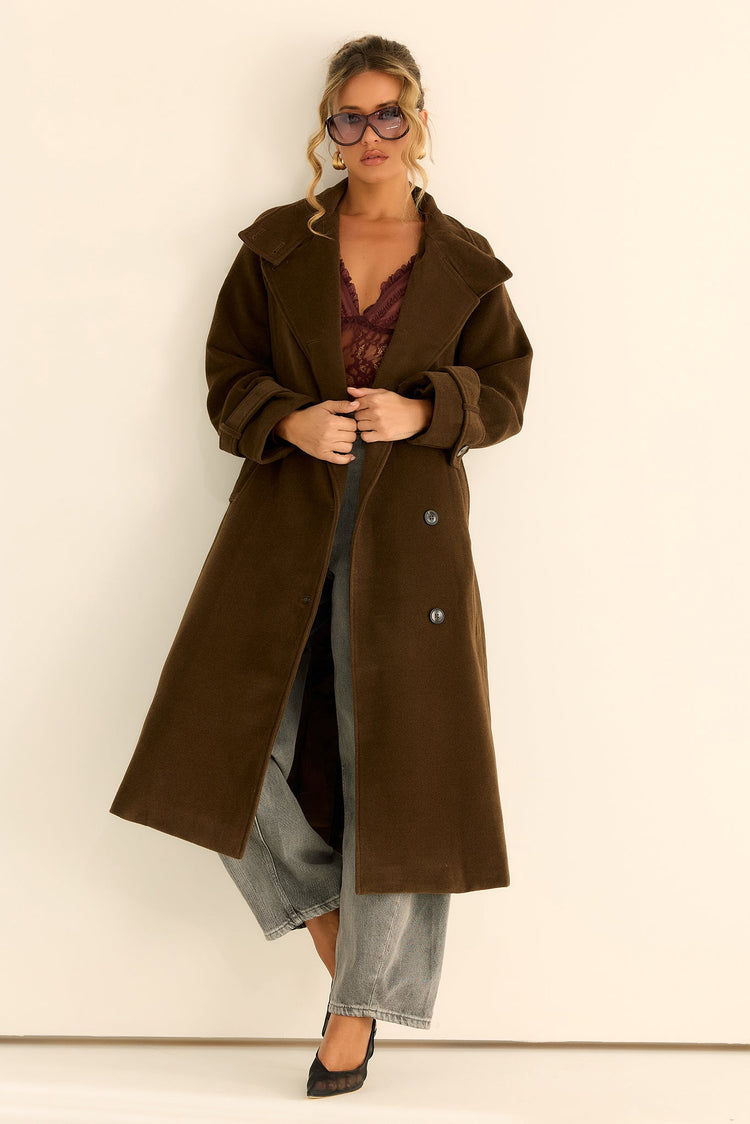 Woodland Affair Woven Coat - Chocolate
