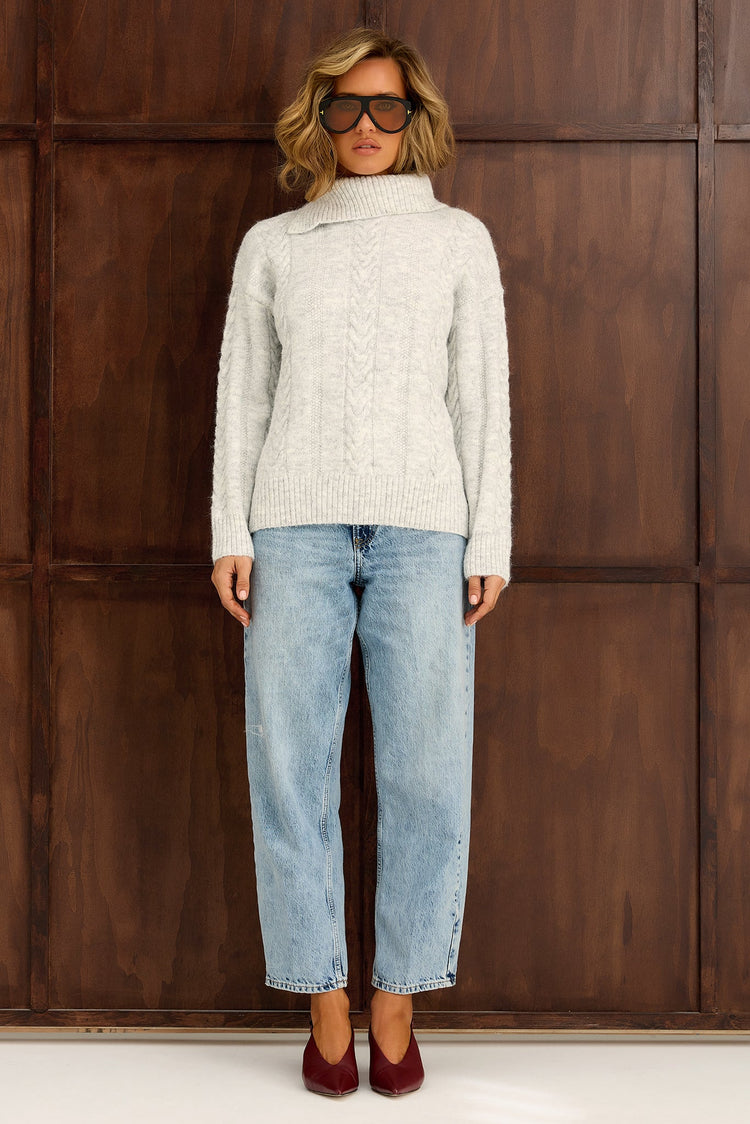 Silent Poise Knit Sweater - Light Grey