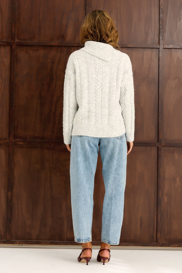 Silent Poise Knit Sweater - Light Grey
