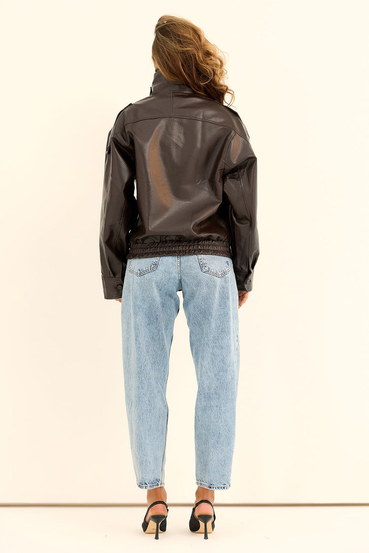 Noir Vanguard Vegan Leather Jacket - Chocolate