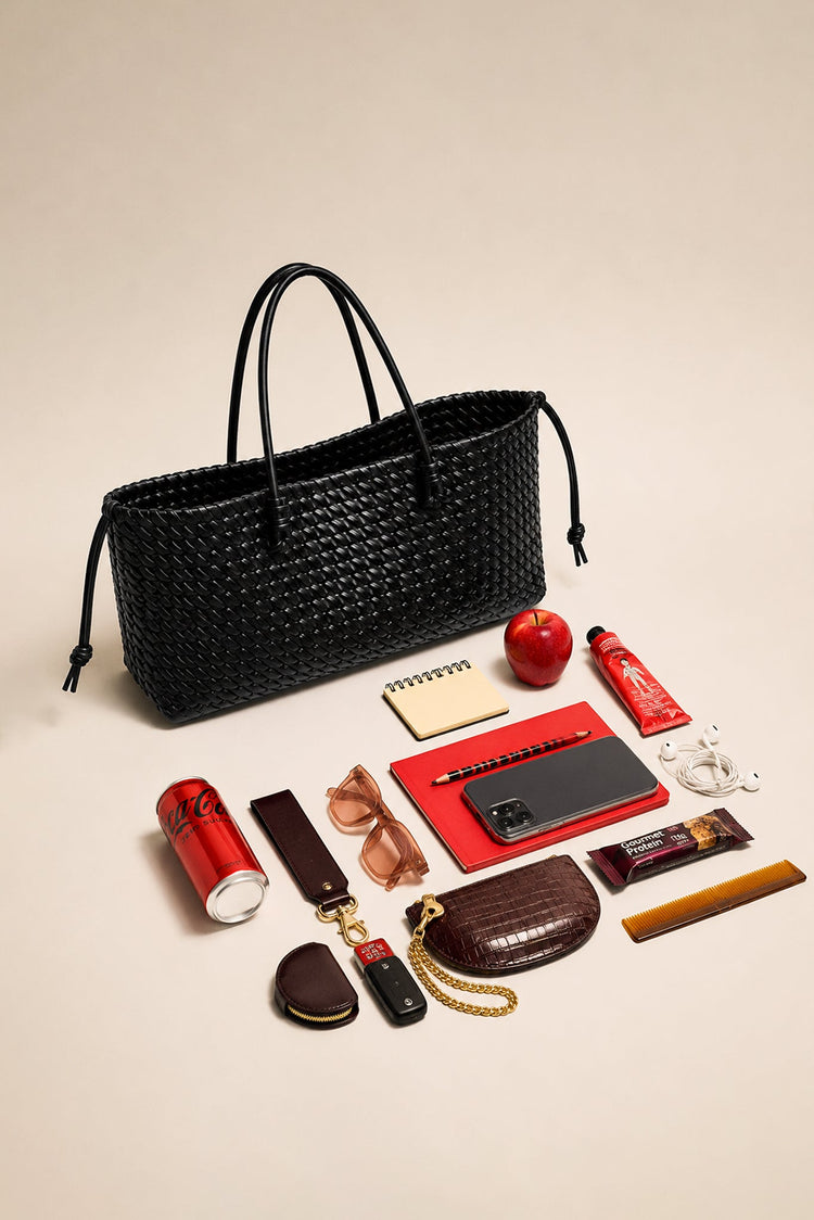 Noir Weave Tote Bag - Black