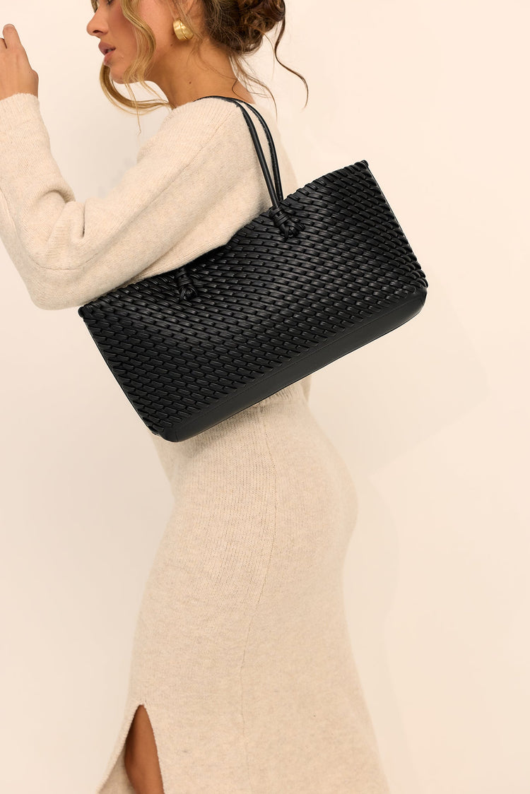 Noir Weave Tote Bag - Black