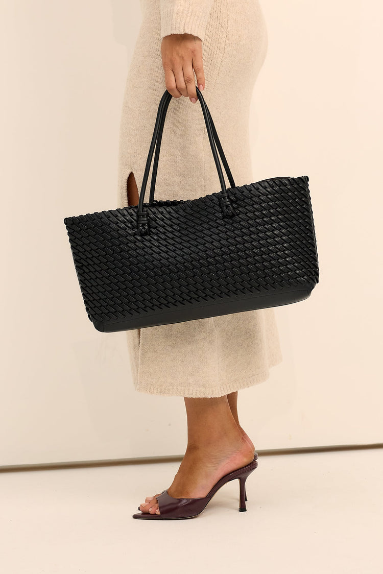 Noir Weave Tote Bag - Black