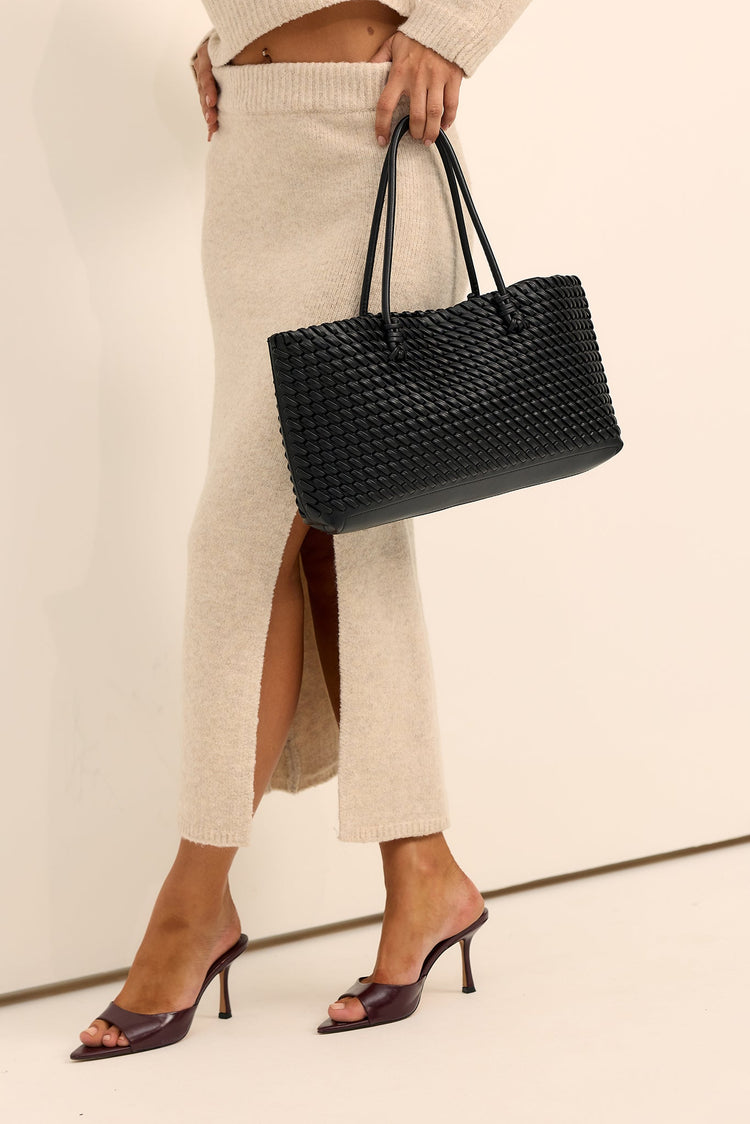 Noir Weave Tote Bag - Black