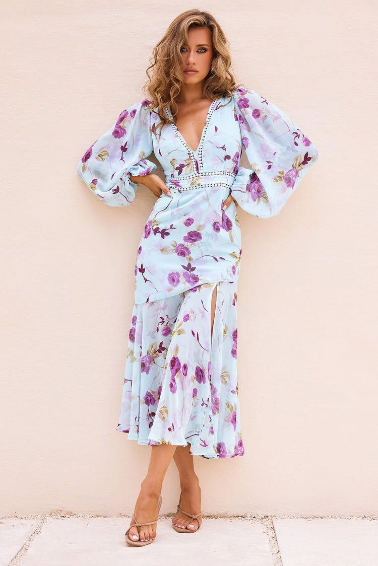 Lisette Chiffon Midi Dress - Blue Multi