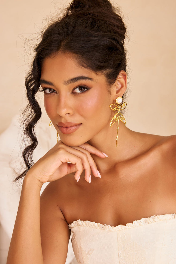 Ophelia Pearl Drop Earrings - Gold