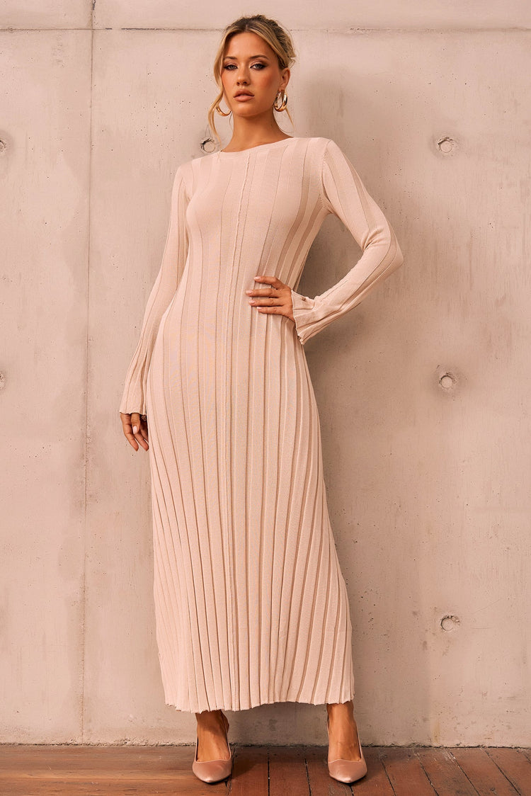 Astoria Knit Maxi Dress - Beige for women