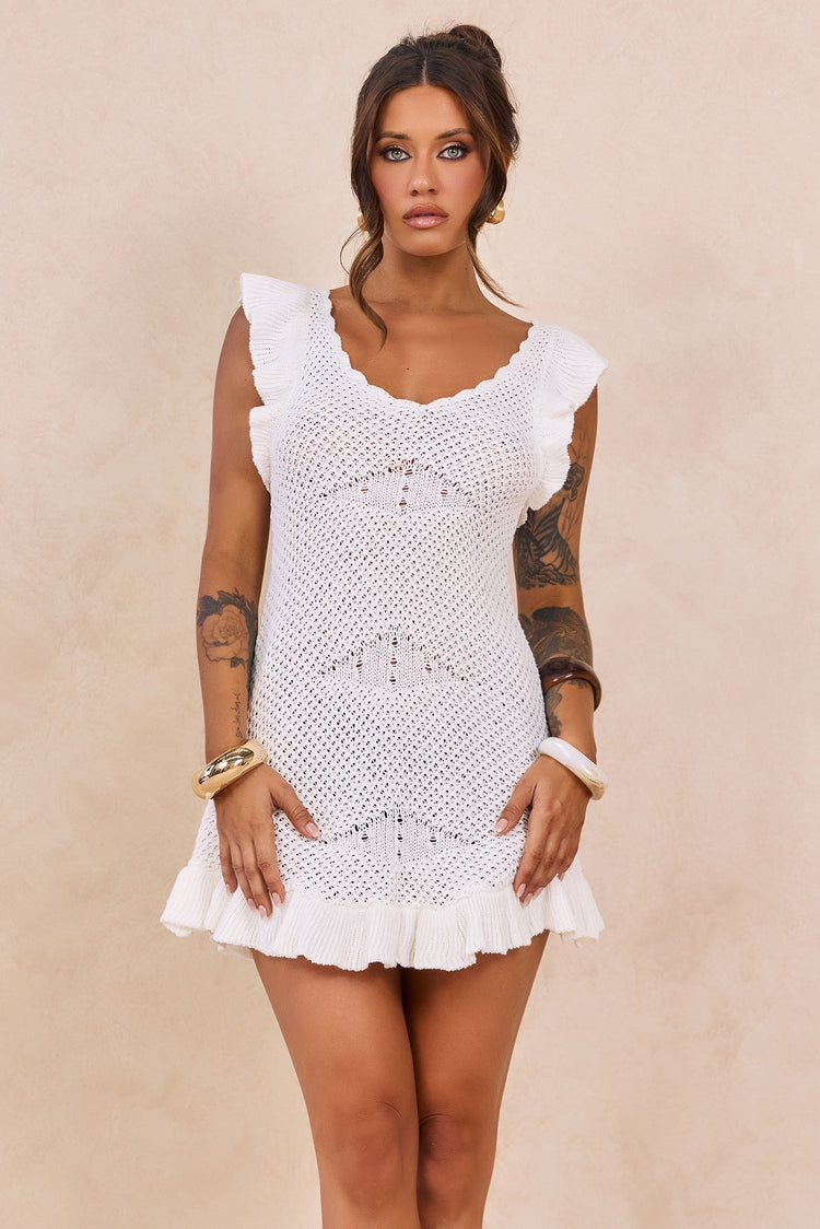 Bare Temptation Knit Mini Dress - White for women