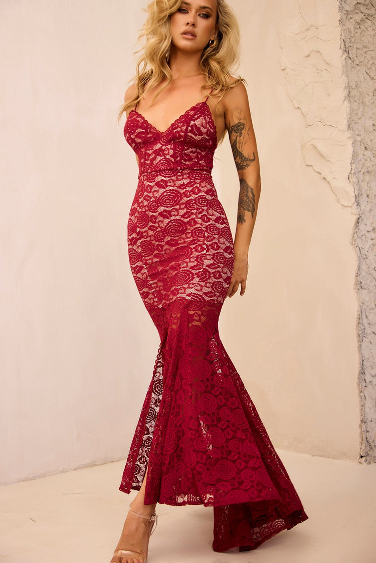City of Angels Lace Maxi Dress - Plum for women