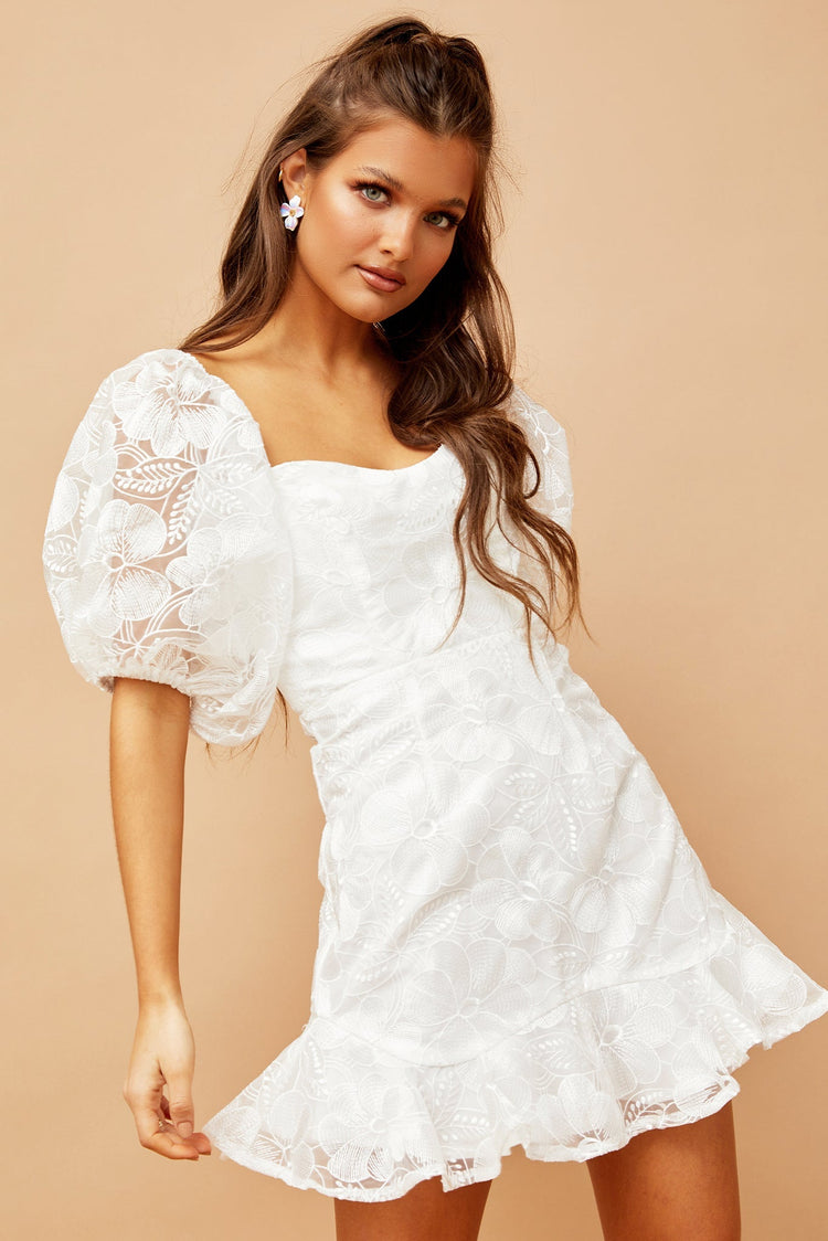 Clarissa Lace Mini Dress - White for women