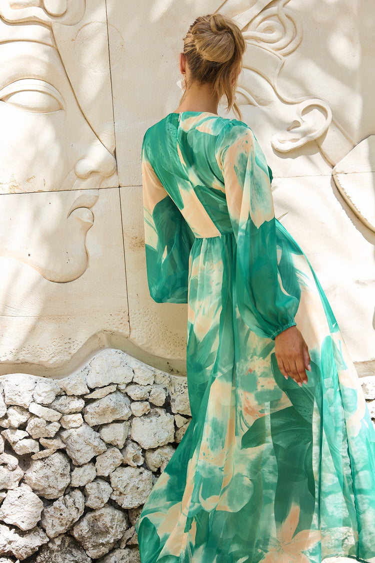 Coastlines Maxi Dress - Green Multi for women