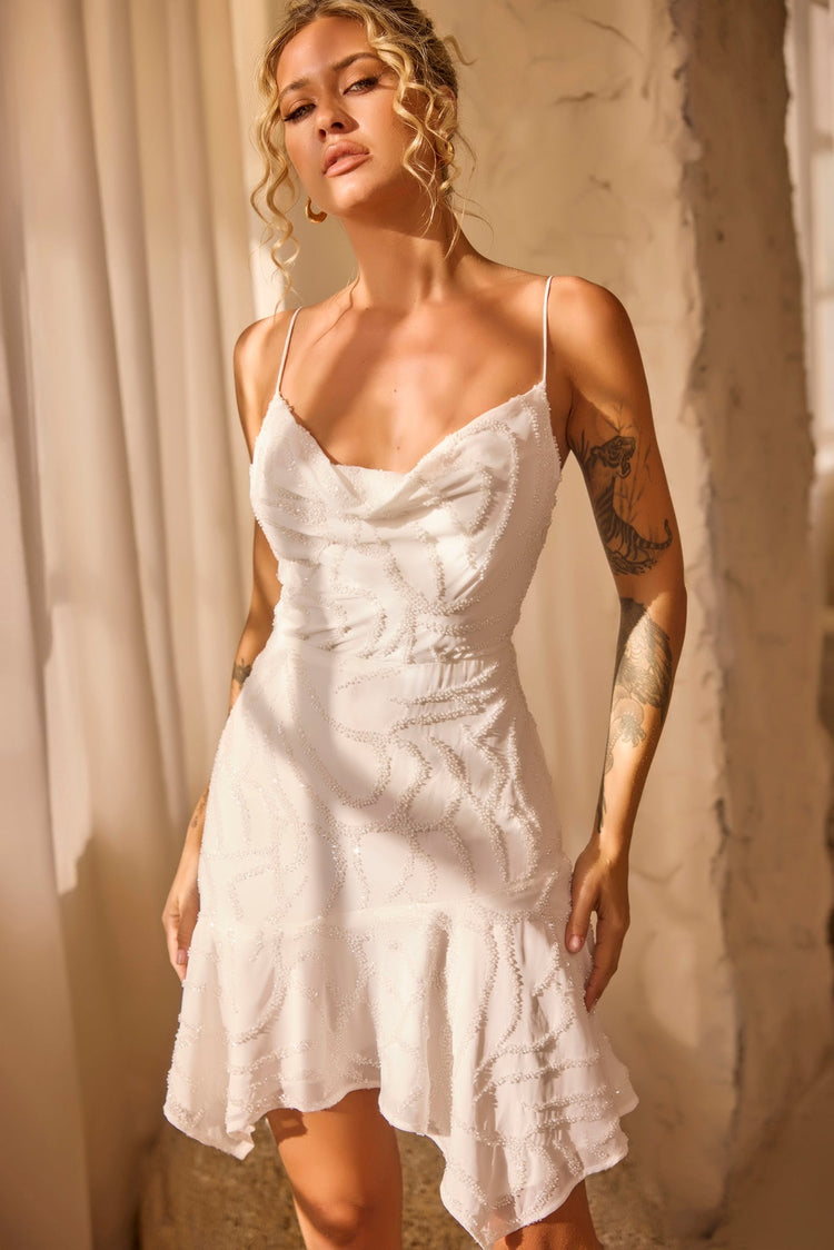 Coconico Beaded Mini Dress - White for women