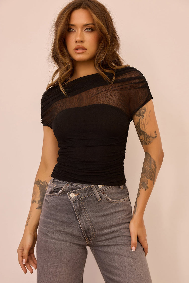 Dazzle Desire Mesh Top - Black for women