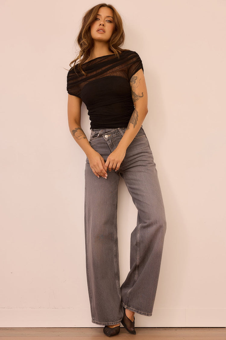 Dazzle Desire Mesh Top - Black for women