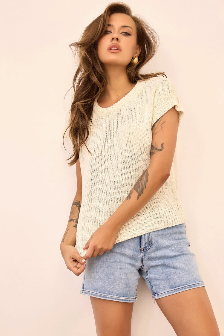 End Game Denim Shorts - Washed Blue for women