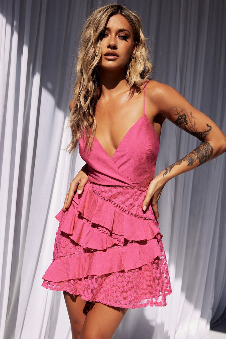 Floating Mini Dress - Hot Pink for women