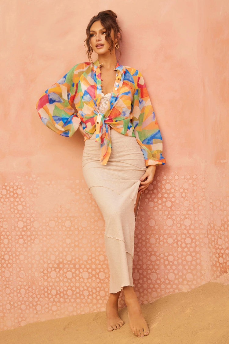 Hot Shot Blouse - Orange Multi for women