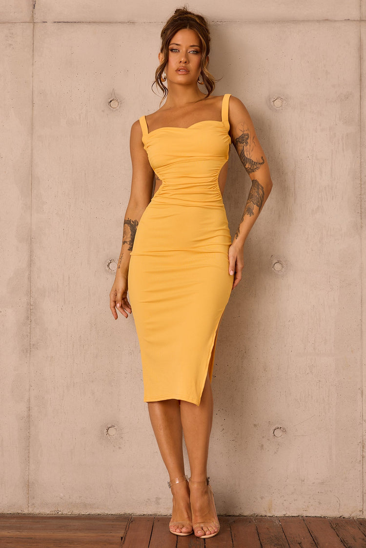 Loveship Midi Dress - Mustard for women