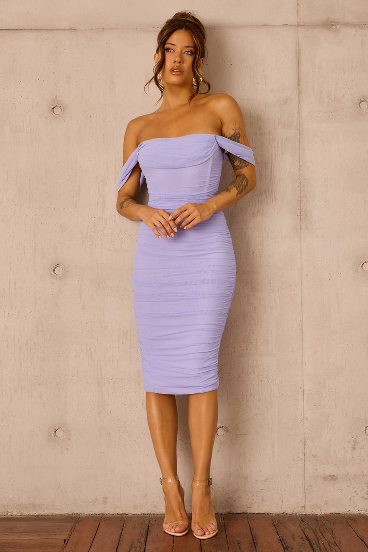 Main Character Mesh Midi Dress - Cornflower for women