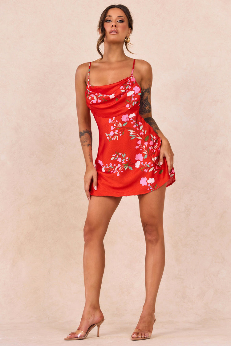Nights Like This Satin Mini Dress - Red for women